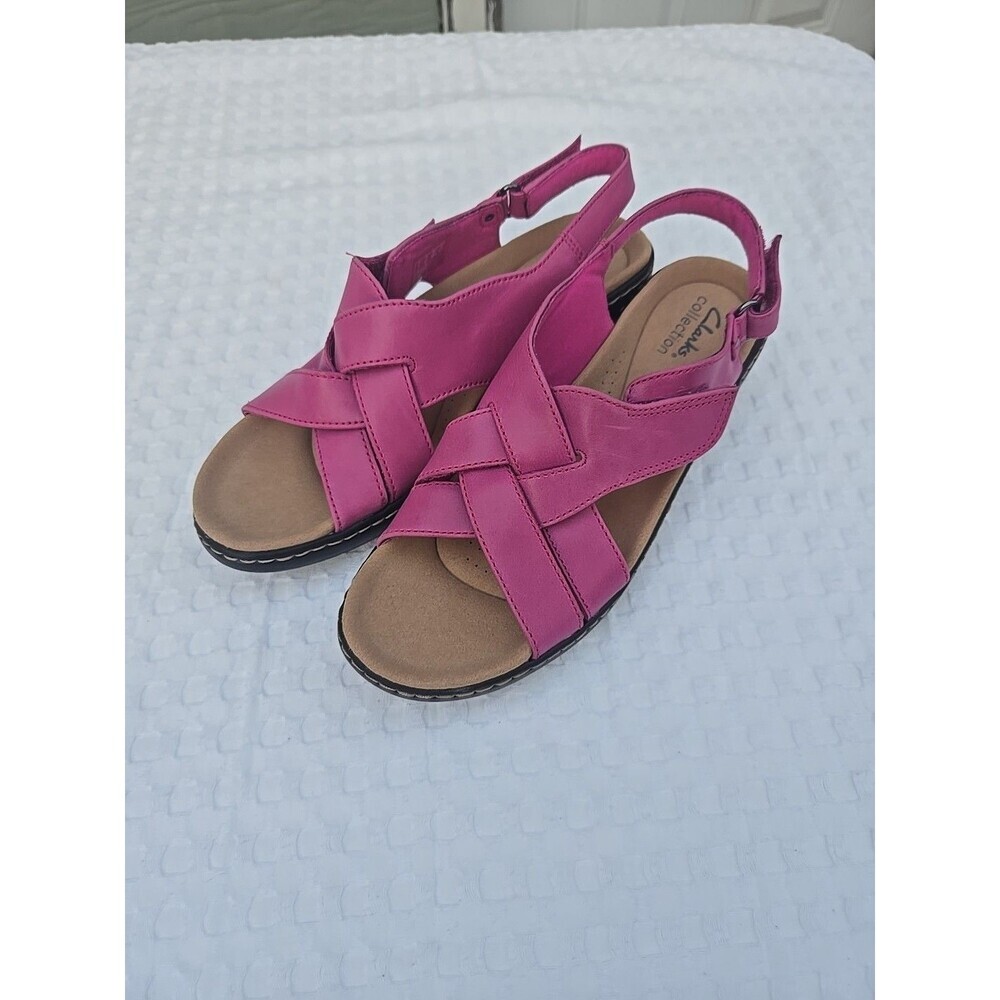 Clarks Collection Merliah Echo Womens Slingback Sandals Mauve Leather Sz 8.5